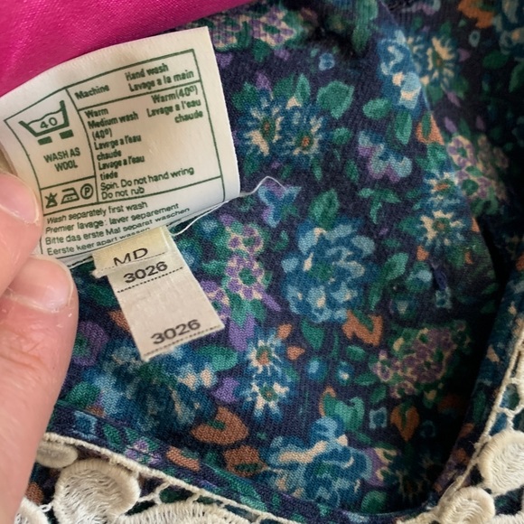 Laura Ashley, vintage, prairie, victorian, lace collar, greenish blue, eighties - Picture 5 of 16